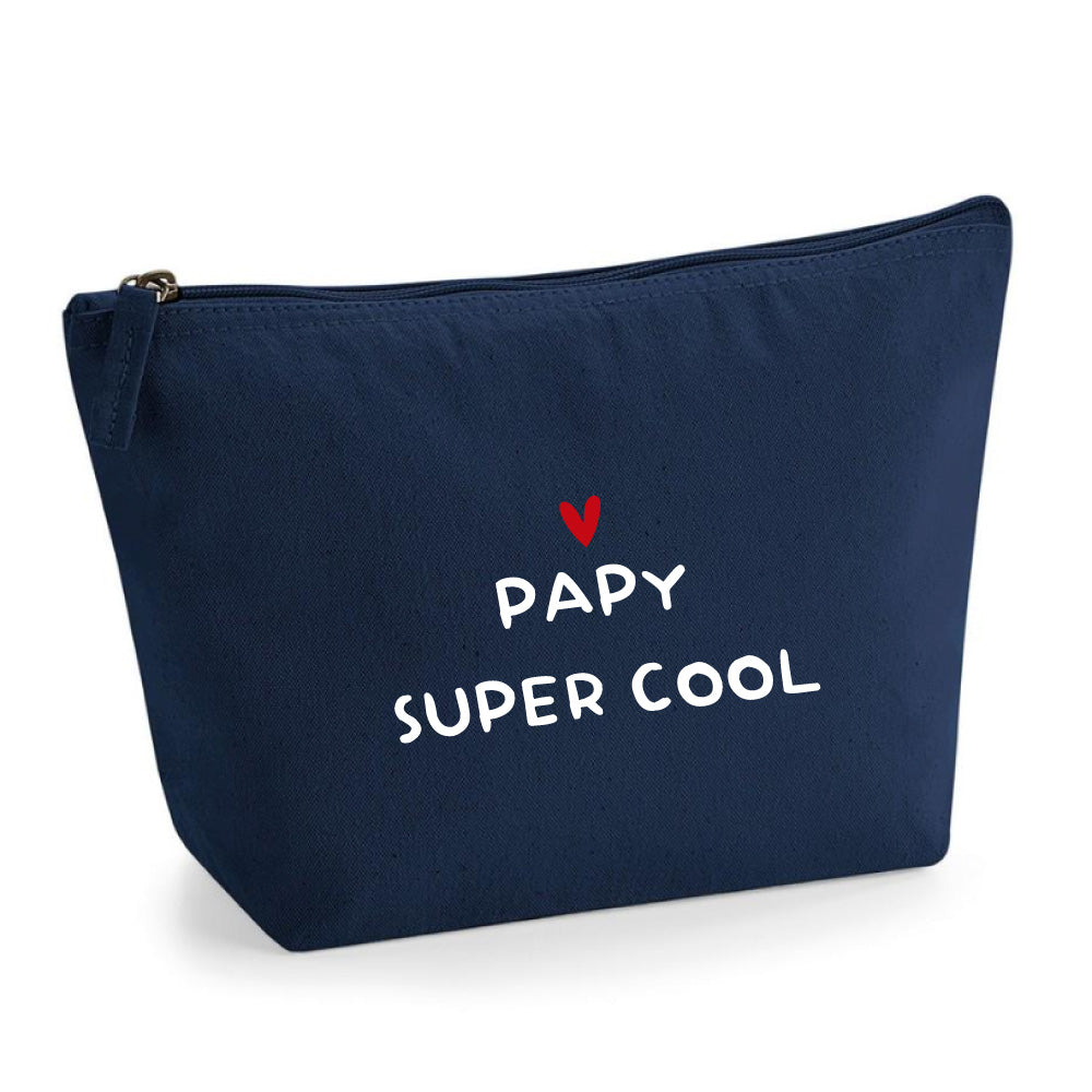 TROUSSE A MAQUILLAGE TROUSSE DE TOILETTE BLEU MARINE PERSONNALISABLE AVEC UN MOT DOUX COTON BIO